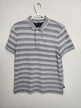 BOSS Hugo Boss Men's Grey Striped Short Sleeve Polo Shirt Size M